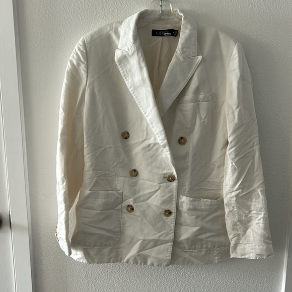 Lauren by Ralph Lauren Double-Breasted Linen-Blend Twill Blazer, RTR - Picture 6 of 14